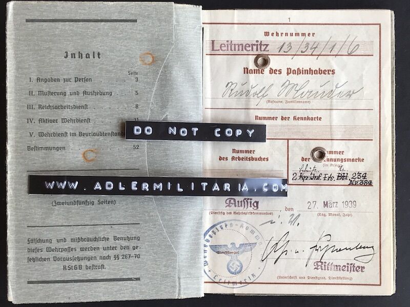 Wehrpass - Obergefreiter Rudolf Mauder - Panzergrenadier Regiment 382 / 164. Leicht Afrika Division - Killed at El Alamein, October 1942 (Sold) - Image 3