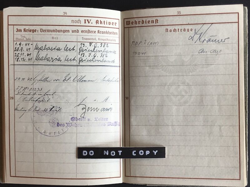 Wehrpass - Obergefreiter Rudolf Mauder - Panzergrenadier Regiment 382 / 164. Leicht Afrika Division - Killed at El Alamein, October 1942 (Sold) - Image 11