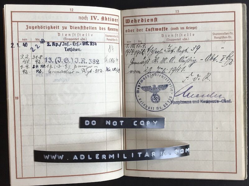 Wehrpass - Obergefreiter Rudolf Mauder - Panzergrenadier Regiment 382 / 164. Leicht Afrika Division - Killed at El Alamein, October 1942 (Sold) - Image 15