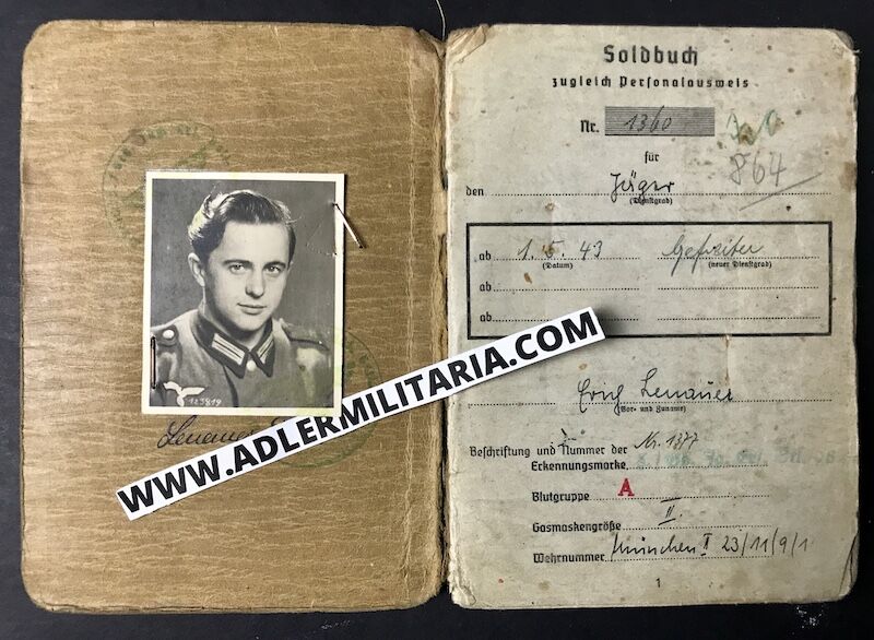 Soldbuch - Gefreiter Lenauer - GJR 99 & Hoch Gebirgsjäger Batl 201 - 'Operation Habicht & Battle Bloody Hill' (Sold)