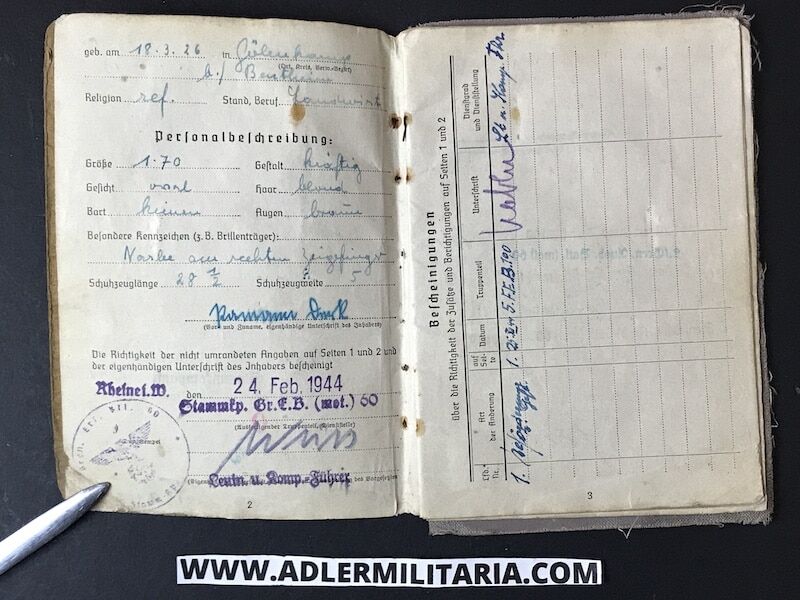 Heer Soldbuch - Gefreiter Pamann - Feld Ersatz Abt 190 (90 Pz Gren Div) Italy 1944 - Died in POW Camp - Image 4