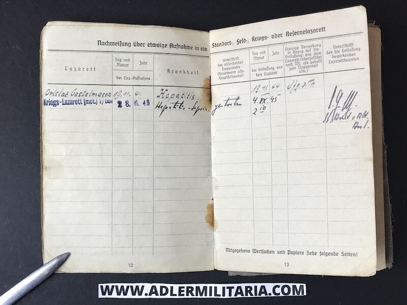 Heer Soldbuch - Gefreiter Pamann - Feld Ersatz Abt 190 (90 Pz Gren Div) Italy 1944 - Died in POW Camp - Image 10