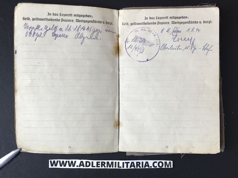 Heer Soldbuch - Gefreiter Pamann - Feld Ersatz Abt 190 (90 Pz Gren Div) Italy 1944 - Died in POW Camp - Image 11