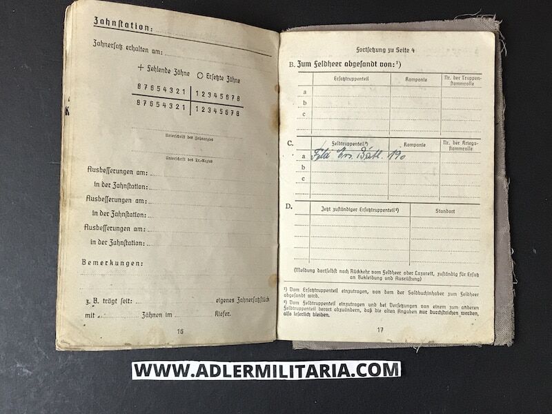 Heer Soldbuch - Gefreiter Pamann - Feld Ersatz Abt 190 (90 Pz Gren Div) Italy 1944 - Died in POW Camp - Image 12