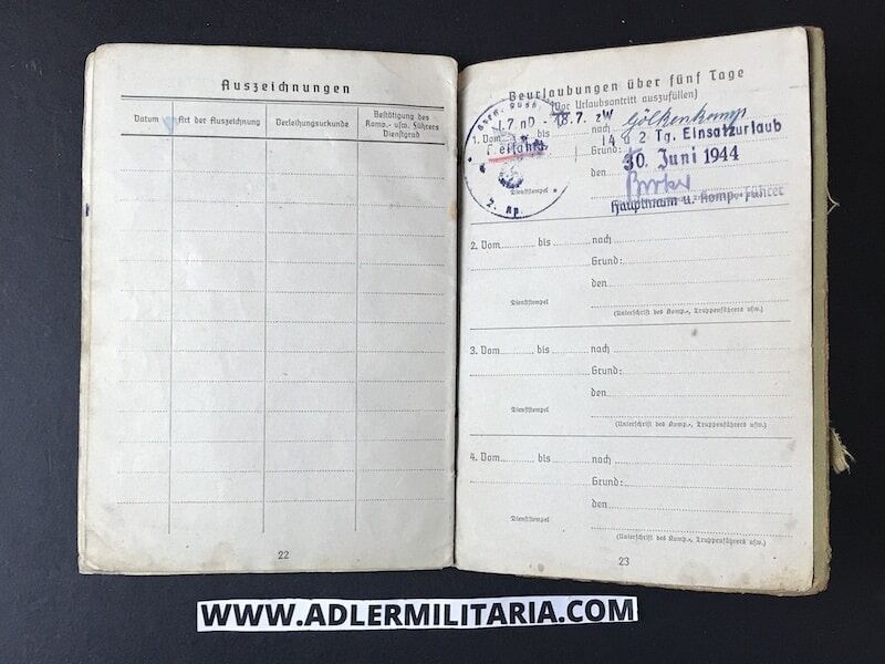 Heer Soldbuch - Gefreiter Pamann - Feld Ersatz Abt 190 (90 Pz Gren Div) Italy 1944 - Died in POW Camp - Image 15