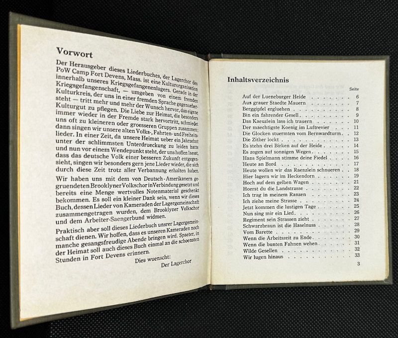 WWII German POW Made Book - "Wir Singen/We Are Singing" Prisoner of War Camp Fort Devens USA - Rare German POW Made Book - Image 4