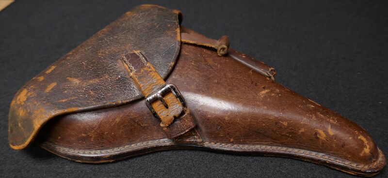 WWII German Wehrmacht / Luftwaffe Pistol Holster P08 Luger Very Early Brown 1938 - C. Weiss Braunschweig - WaA  - Original