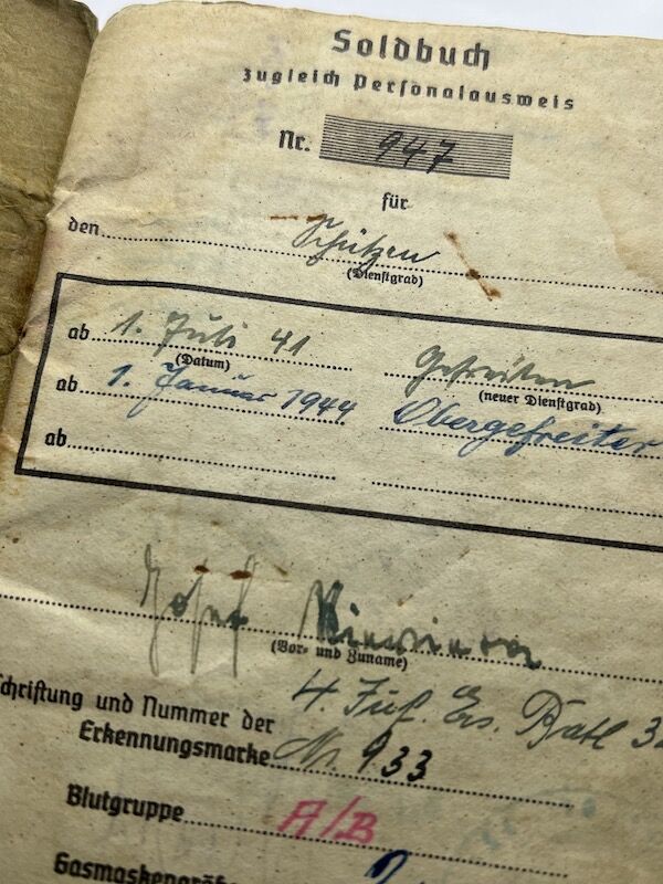 WWII German Soldbuch Obergefreiter Josef Niewiera - Stalag IIID Berlin - Festungs Grenadier Regiment 863 - 348 ID (Normandy) - Image 6
