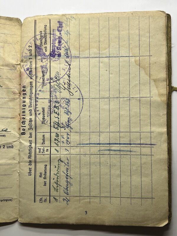 WWII German Soldbuch Obergefreiter Josef Niewiera - Stalag IIID Berlin - Festungs Grenadier Regiment 863 - 348 ID (Normandy) - Image 9