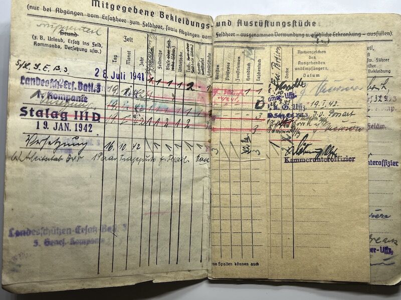 WWII German Soldbuch Obergefreiter Josef Niewiera - Stalag IIID Berlin - Festungs Grenadier Regiment 863 - 348 ID (Normandy) - Image 12
