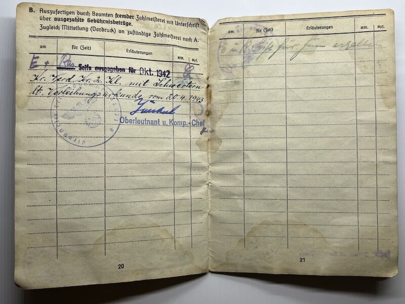 WWII German Soldbuch Obergefreiter Josef Niewiera - Stalag IIID Berlin - Festungs Grenadier Regiment 863 - 348 ID (Normandy) - Image 19