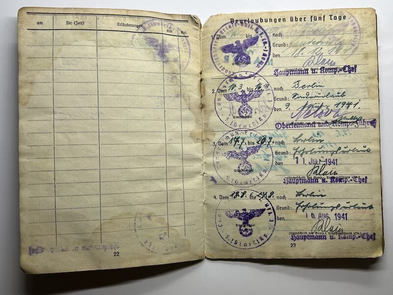 WWII German Soldbuch Obergefreiter Josef Niewiera - Stalag IIID Berlin - Festungs Grenadier Regiment 863 - 348 ID (Normandy) - Image 20