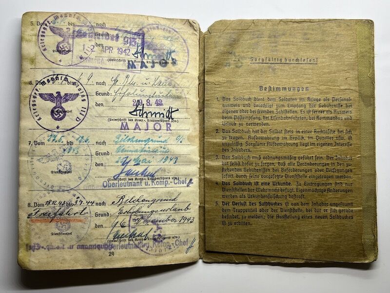 WWII German Soldbuch Obergefreiter Josef Niewiera - Stalag IIID Berlin - Festungs Grenadier Regiment 863 - 348 ID (Normandy) - Image 21