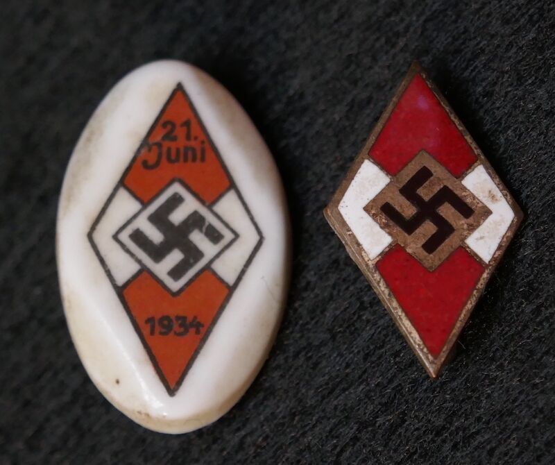 WWII German Hitler Youth Membership Pin and Event Pin - FREE SHIPPING!