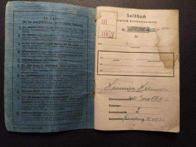 Original WWII German Luftwaffe Soldbuch - Kanonier Heinrich Helmecke - Flak-Ersatz-Abteilung 12 - Berlin 1945 - Image 5