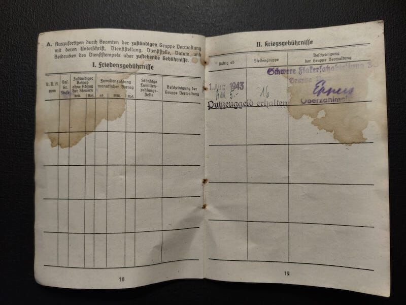 Original WWII German Luftwaffe Soldbuch - Kanonier Heinrich Helmecke - Flak-Ersatz-Abteilung 12 - Berlin 1945 - Image 10