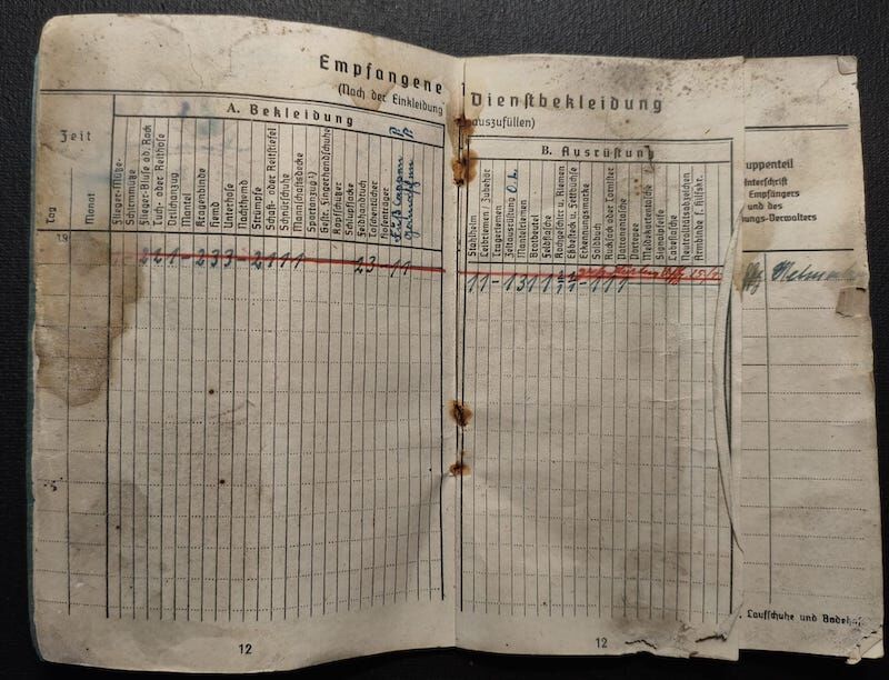 Original WWII German Luftwaffe Soldbuch - Kanonier Heinrich Helmecke - Flak-Ersatz-Abteilung 12 - Berlin 1945 - Image 13