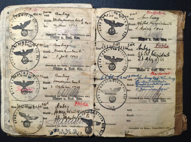 Original WWII German Wehrmacht Soldbuch - Stabsintendant Meusel - Landeschutzen Batl 822 (Prag) - POW Diary - Fully Translated - Incredible Story - Rare - Image 17