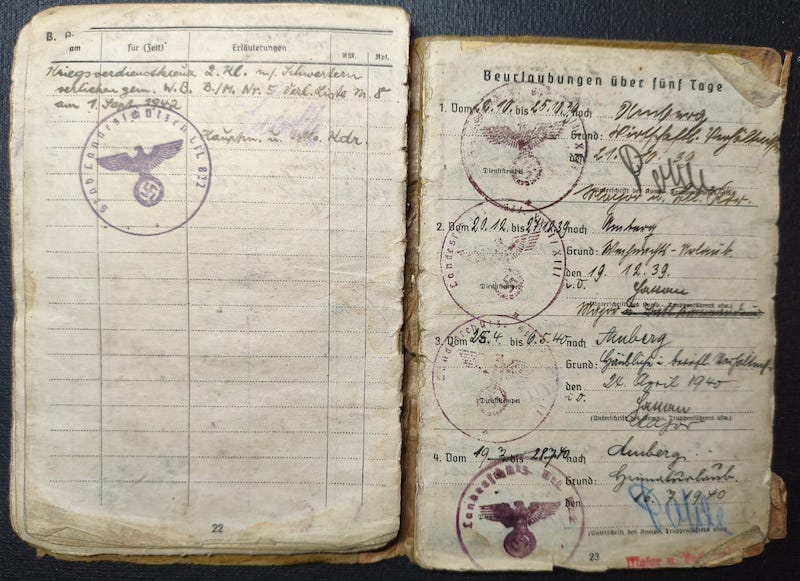 Original WWII German Wehrmacht Soldbuch - Stabsintendant Meusel - Landeschutzen Batl 822 (Prag) - POW Diary - Fully Translated - Incredible Story - Rare - Image 16