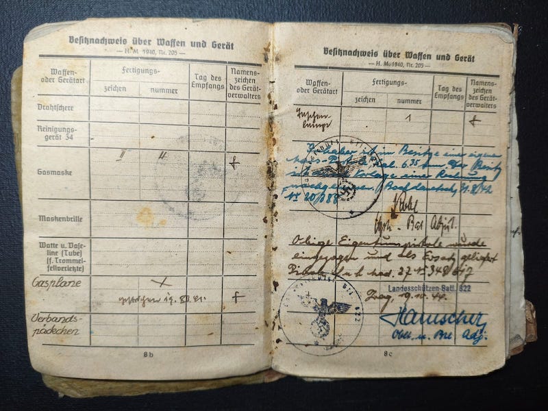 Original WWII German Wehrmacht Soldbuch - Stabsintendant Meusel - Landeschutzen Batl 822 (Prag) - POW Diary - Fully Translated - Incredible Story - Rare - Image 10