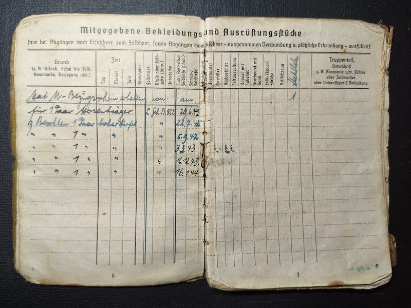 Original WWII German Wehrmacht Soldbuch - Stabsintendant Meusel - Landeschutzen Batl 822 (Prag) - POW Diary - Fully Translated - Incredible Story - Rare - Image 8