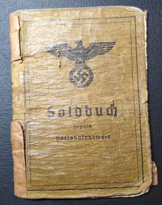 Original WWII German Wehrmacht Soldbuch - Stabsintendant Meusel - Landeschutzen Batl 822 (Prag) - POW Diary - Fully Translated - Incredible Story - Rare - Image 2