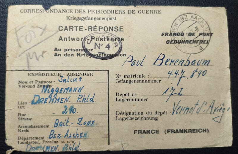 WWII Wehrmacht Soldbuch Grouping - Uffz Paul Berenbaum - Born in France! - Incredible Story Buried Alive by US Artillery - Grenadier Regiment 713 - 416 Inf Div West Wall 1945 - Mortar Team Leader - Rare! - Image 29
