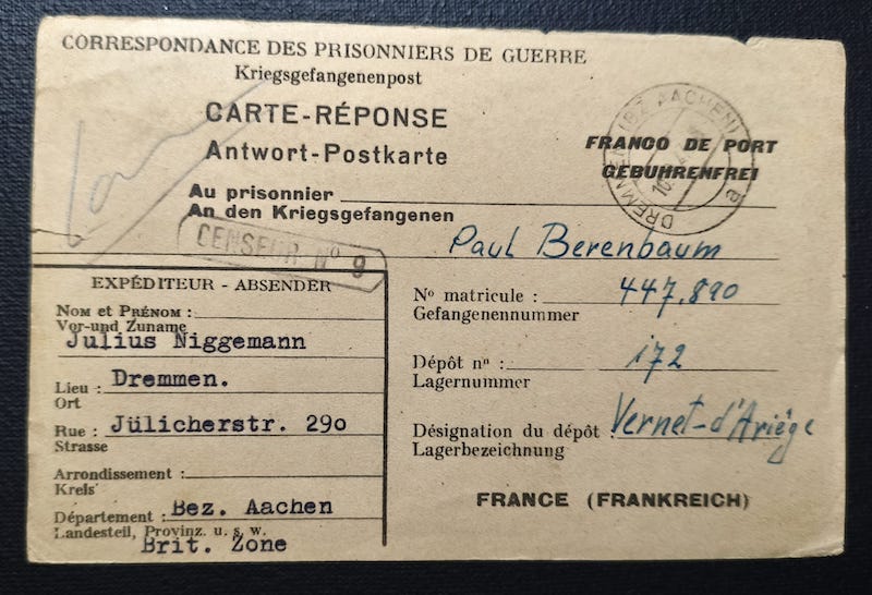 WWII Wehrmacht Soldbuch Grouping - Uffz Paul Berenbaum - Born in France! - Incredible Story Buried Alive by US Artillery - Grenadier Regiment 713 - 416 Inf Div West Wall 1945 - Mortar Team Leader - Rare! - Image 36