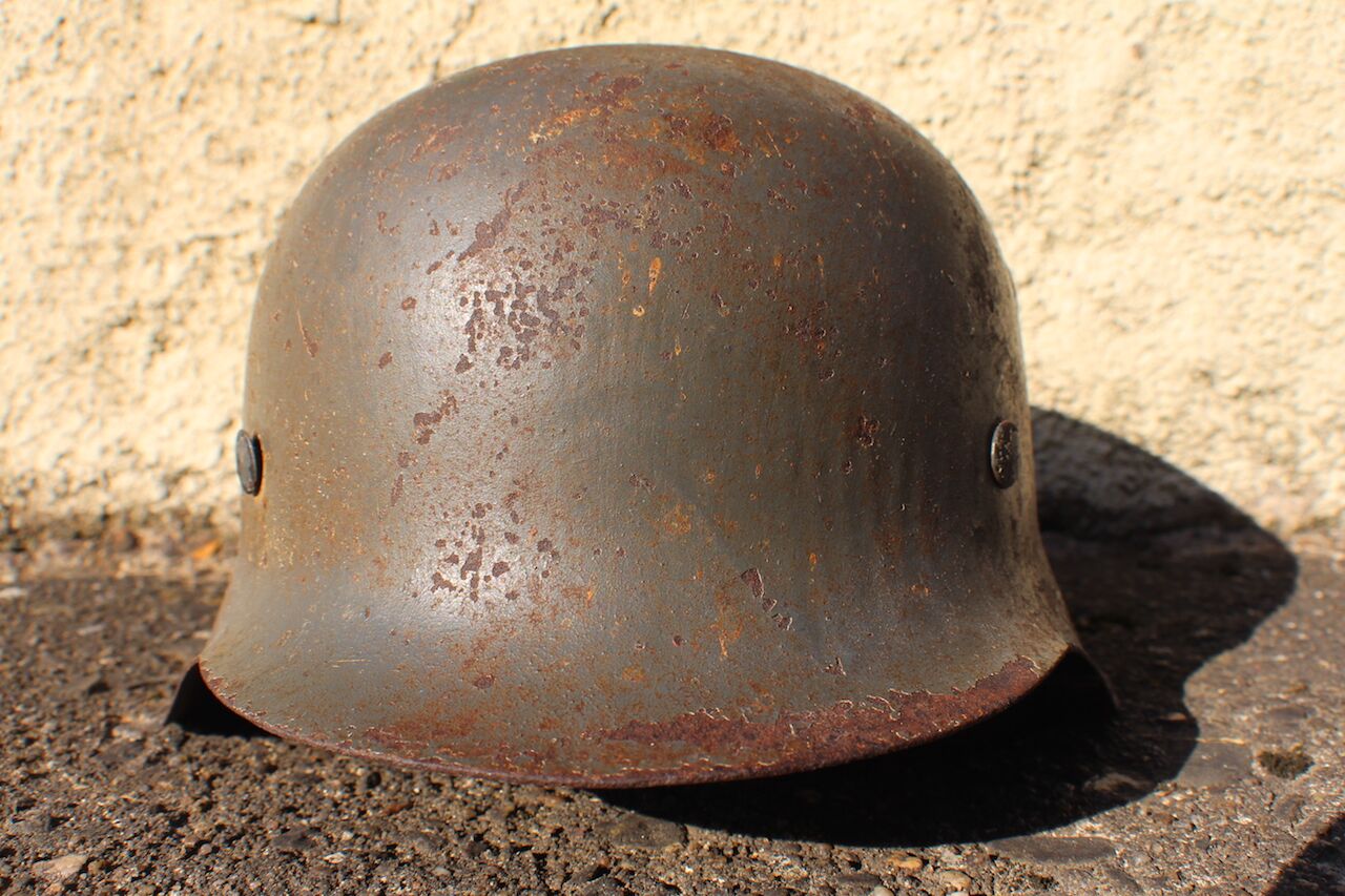 Exceptionally RARE! Made 1945! WW2 German Helmet M42 - KIA - Bloodstained - Image 6