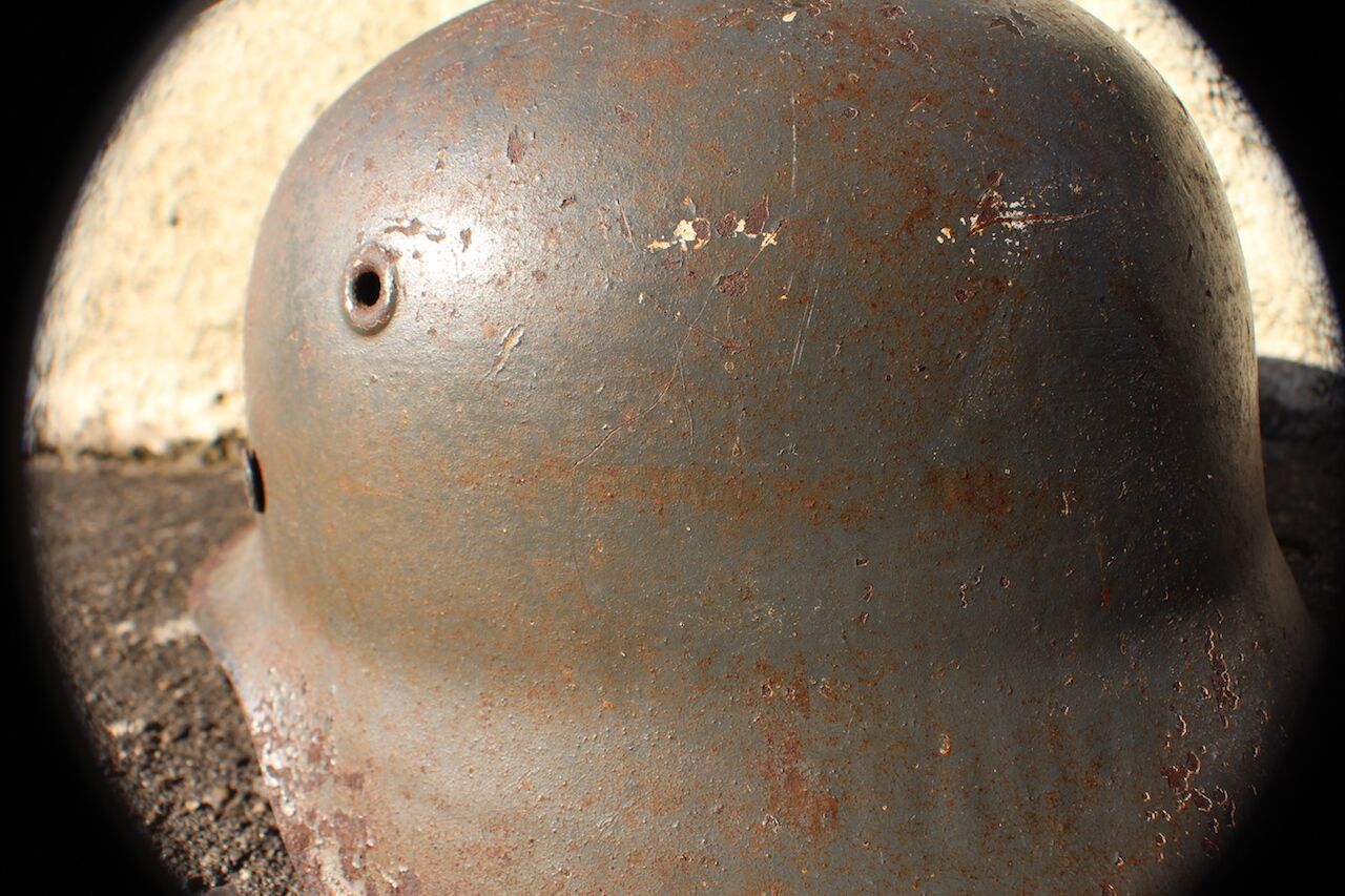 Exceptionally RARE! Made 1945! WW2 German Helmet M42 - KIA - Bloodstained - Image 10