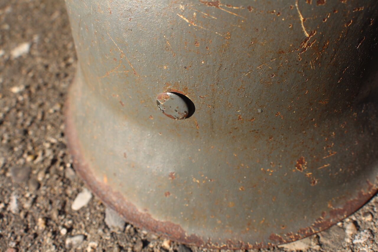 Exceptionally RARE! Made 1945! WW2 German Helmet M42 - KIA - Bloodstained - Image 14