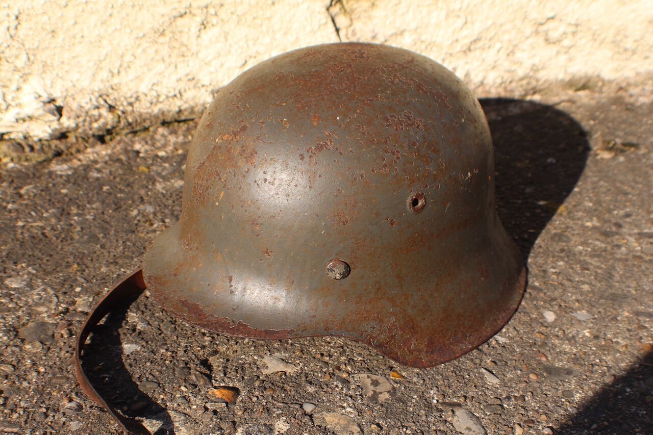 Exceptionally RARE! Made 1945! WW2 German Helmet M42 - KIA - Bloodstained - Image 25