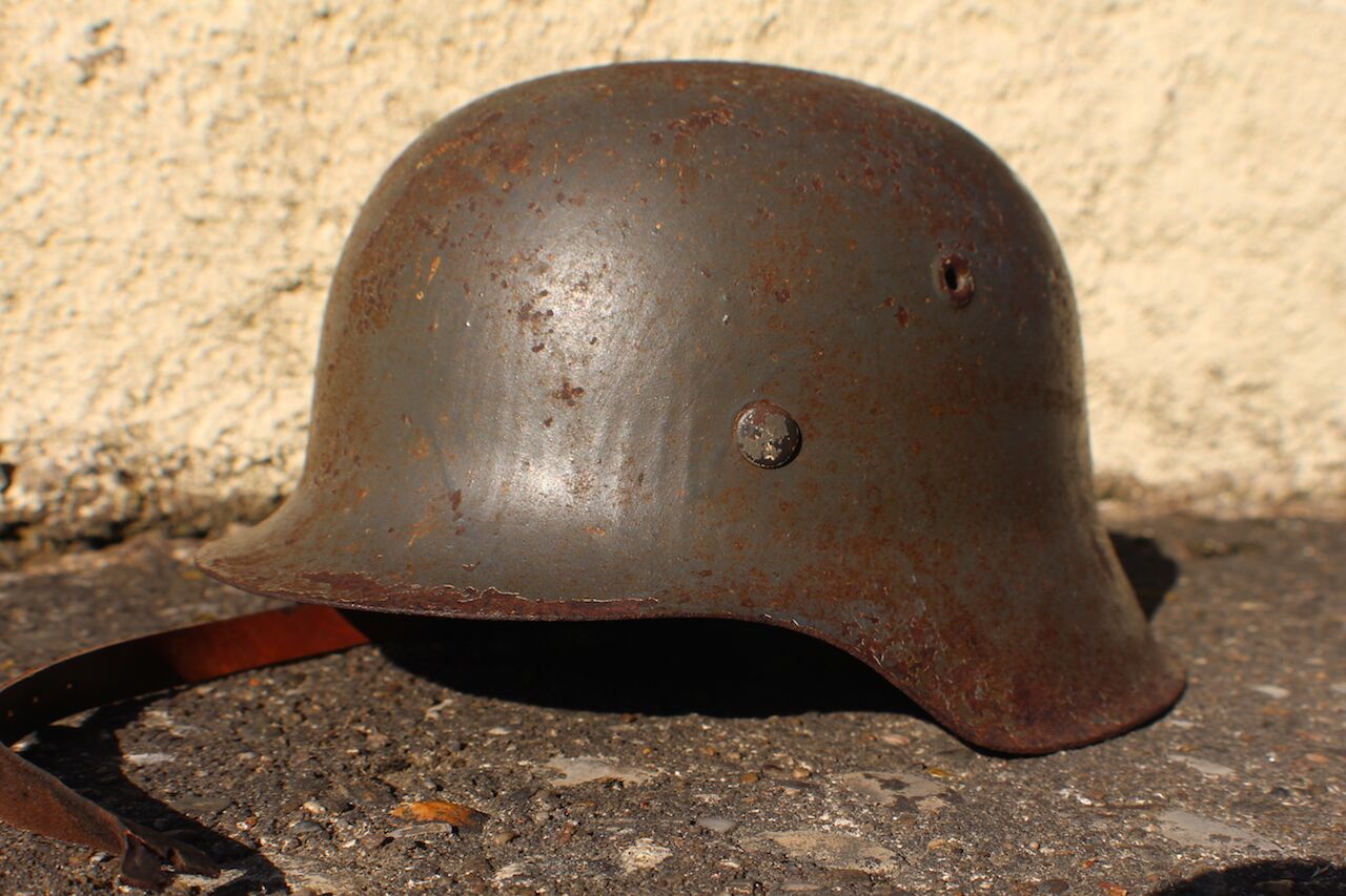 Exceptionally RARE! Made 1945! WW2 German Helmet M42 - KIA - Bloodstained - Image 26