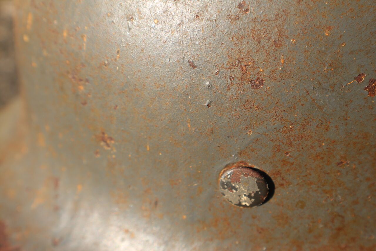 Exceptionally RARE! Made 1945! WW2 German Helmet M42 - KIA - Bloodstained - Image 27