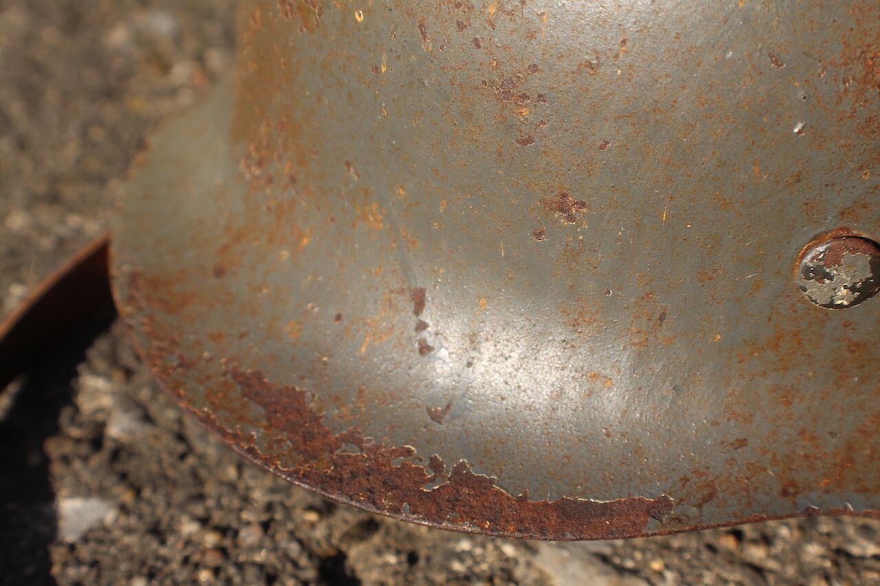 Exceptionally RARE! Made 1945! WW2 German Helmet M42 - KIA - Bloodstained - Image 30