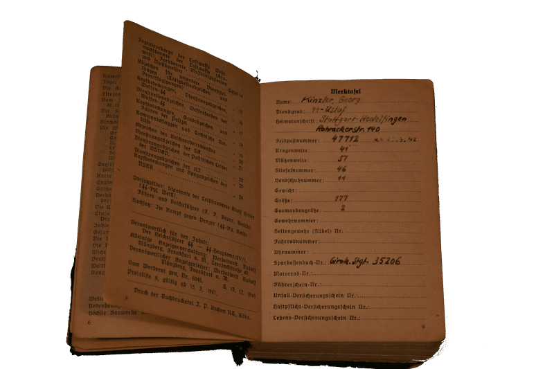 WWII Waffen-SS Grouping - SS-Obersturmfuhrer Georg Kinzler (DKiG) - Totenkopf Division 1942 SS Pocket Diary - One of Kind - Very Rare (Offer / Reserved) - Image 16