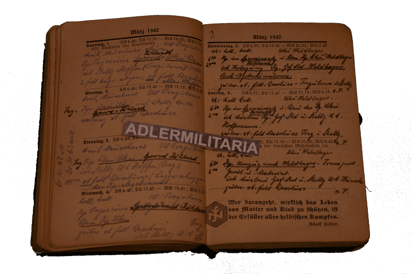 WWII Waffen-SS Grouping - SS-Obersturmfuhrer Georg Kinzler (DKiG) - Totenkopf Division 1942 SS Pocket Diary - One of Kind - Very Rare (Offer / Reserved) - Image 19