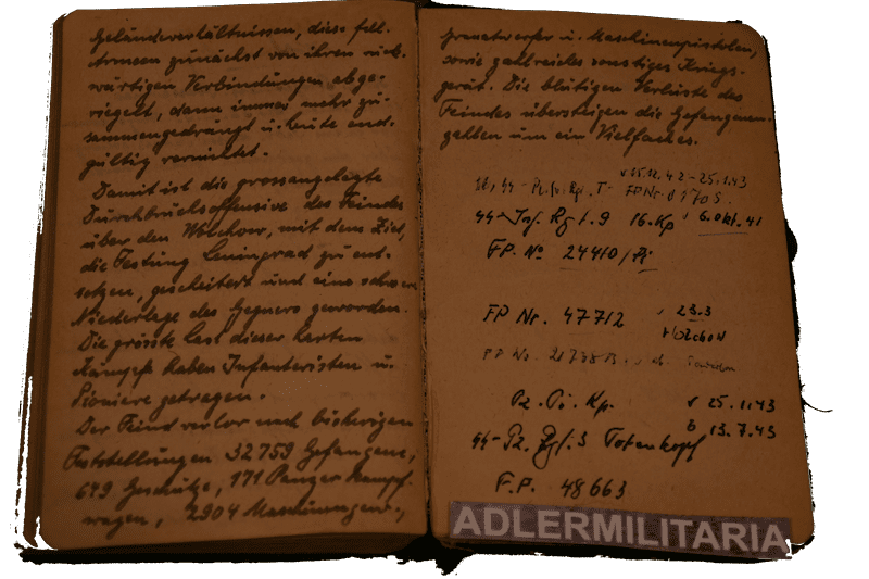 WWII Waffen-SS Grouping - SS-Obersturmfuhrer Georg Kinzler (DKiG) - Totenkopf Division 1942 SS Pocket Diary - One of Kind - Very Rare (Offer / Reserved) - Image 21