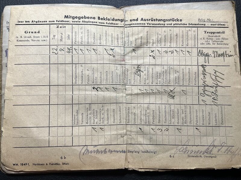 WWII Wehrmacht Soldbuch - Oberschirrmeister Krzisinski - KIA Rhine Crossing March 1945 - US 45th “Thunderbird” Infantry Division - Gernsheim, Germany - Rare - Image 10
