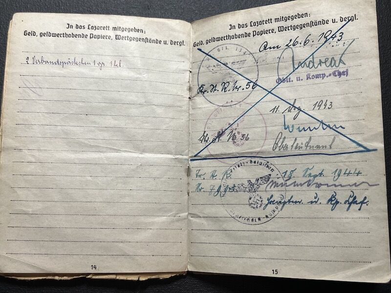 WWII Wehrmacht Soldbuch - Oberschirrmeister Krzisinski - KIA Rhine Crossing March 1945 - US 45th “Thunderbird” Infantry Division - Gernsheim, Germany - Rare - Image 13