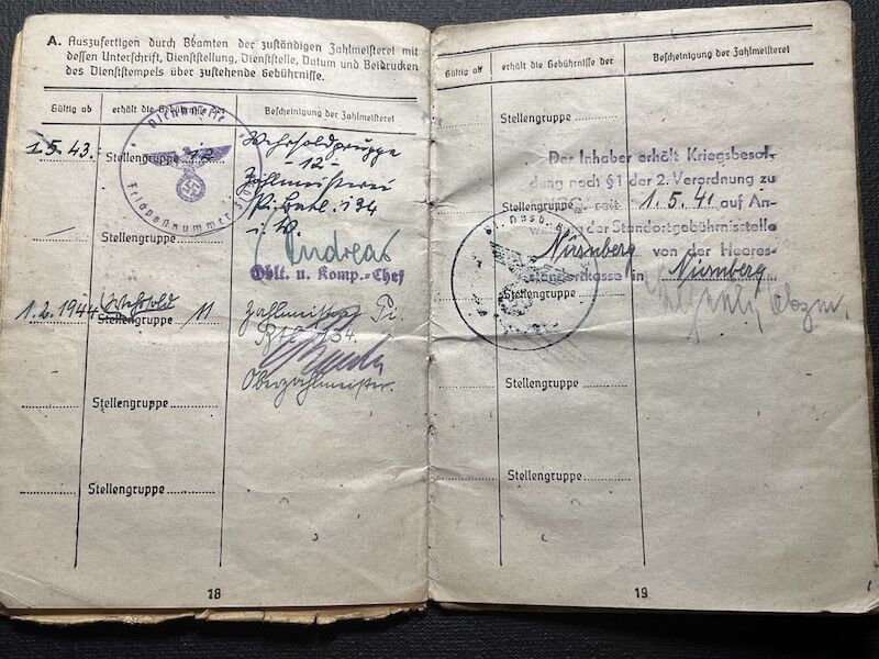 WWII Wehrmacht Soldbuch - Oberschirrmeister Krzisinski - KIA Rhine Crossing March 1945 - US 45th “Thunderbird” Infantry Division - Gernsheim, Germany - Rare - Image 14