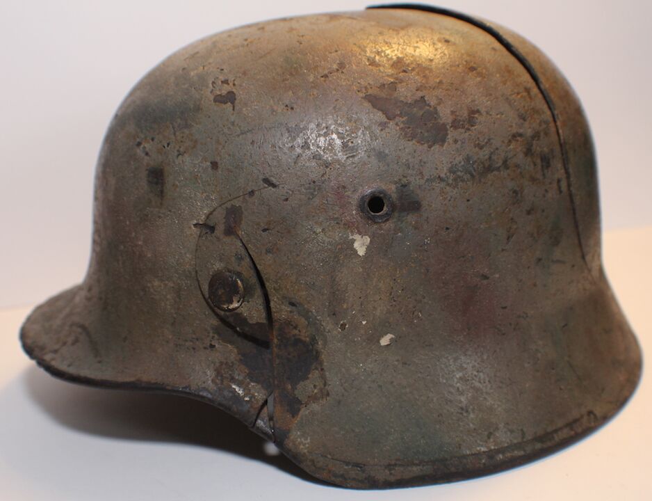 Normandy Camo - German Helmet! Battle Damaged - Waterfind. SOLD!