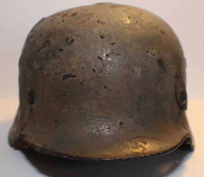 Normandy Camo - German Helmet! Battle Damaged - Waterfind. SOLD! - Image 7
