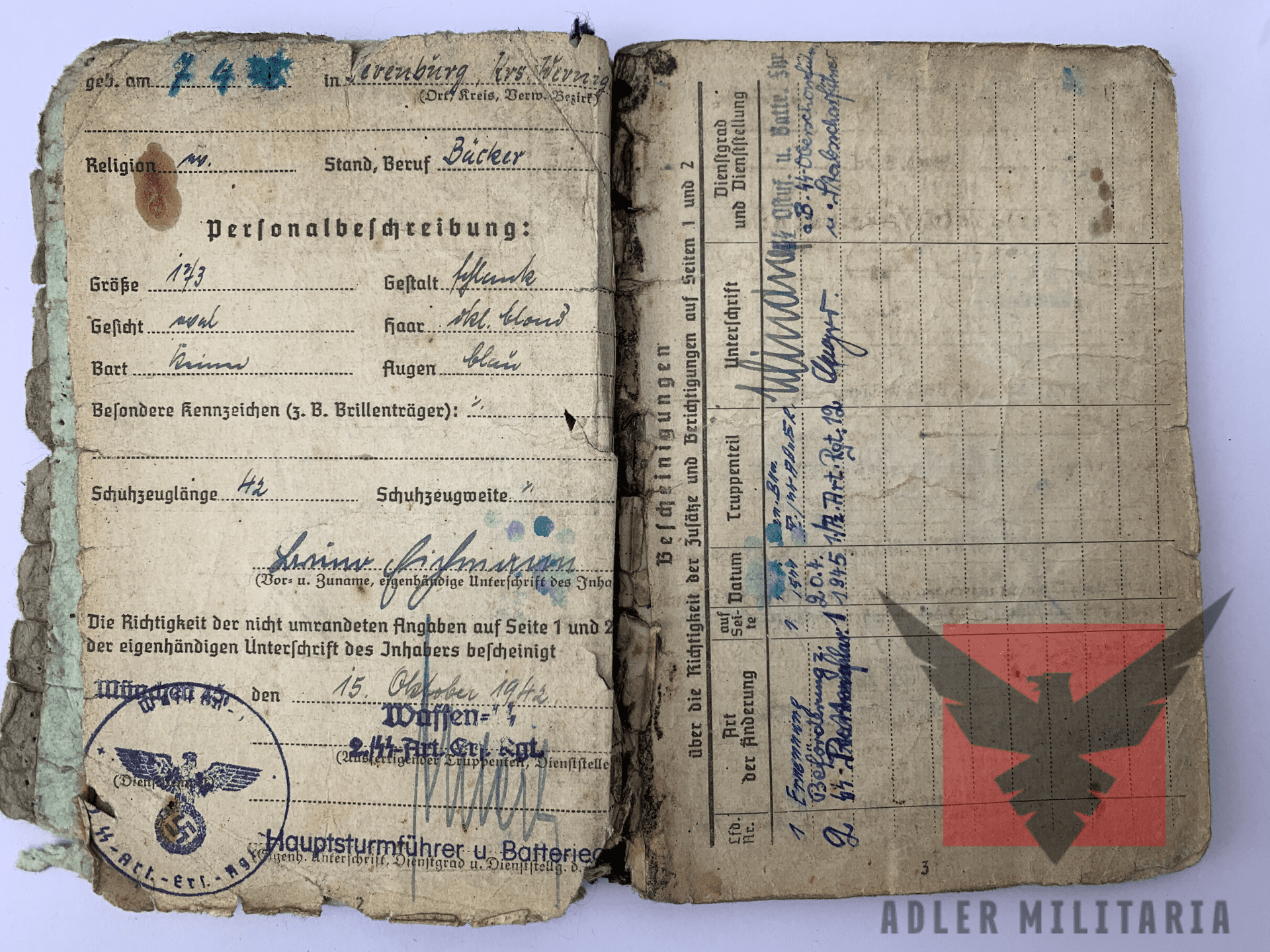 WW2 German SS Soldbuch - LSSAH & HJ Division - ‘Wespe & Hummel’ Russia/Bastogne/Hungary/Austria - Image 6