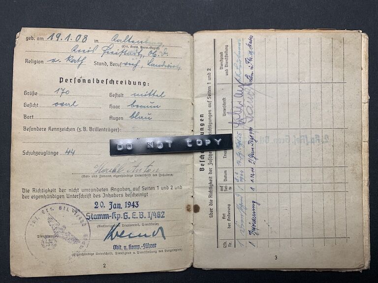 Soldbuch - Gef Hackl 'Battle of Elsenborn Ridge -Ardennes 1944" GR 991 (SOLD) - Image 5