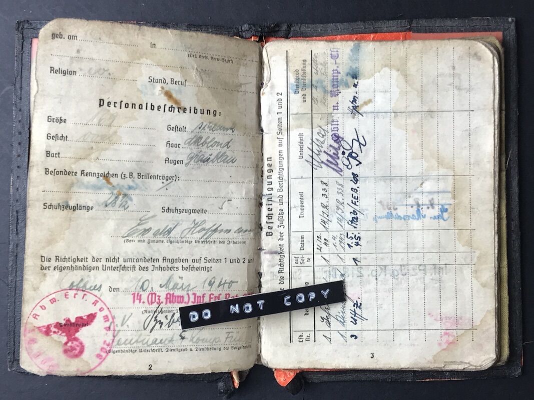 Soldbuch - Unteroffizier Ewald Hoffmann - Grenadier Regiment 338 (208 Inf Div) - Close Combat Days - Combat Report (Hold) - Image 4