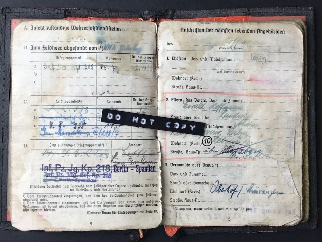 Soldbuch - Unteroffizier Ewald Hoffmann - Grenadier Regiment 338 (208 Inf Div) - Close Combat Days - Combat Report (Hold) - Image 5