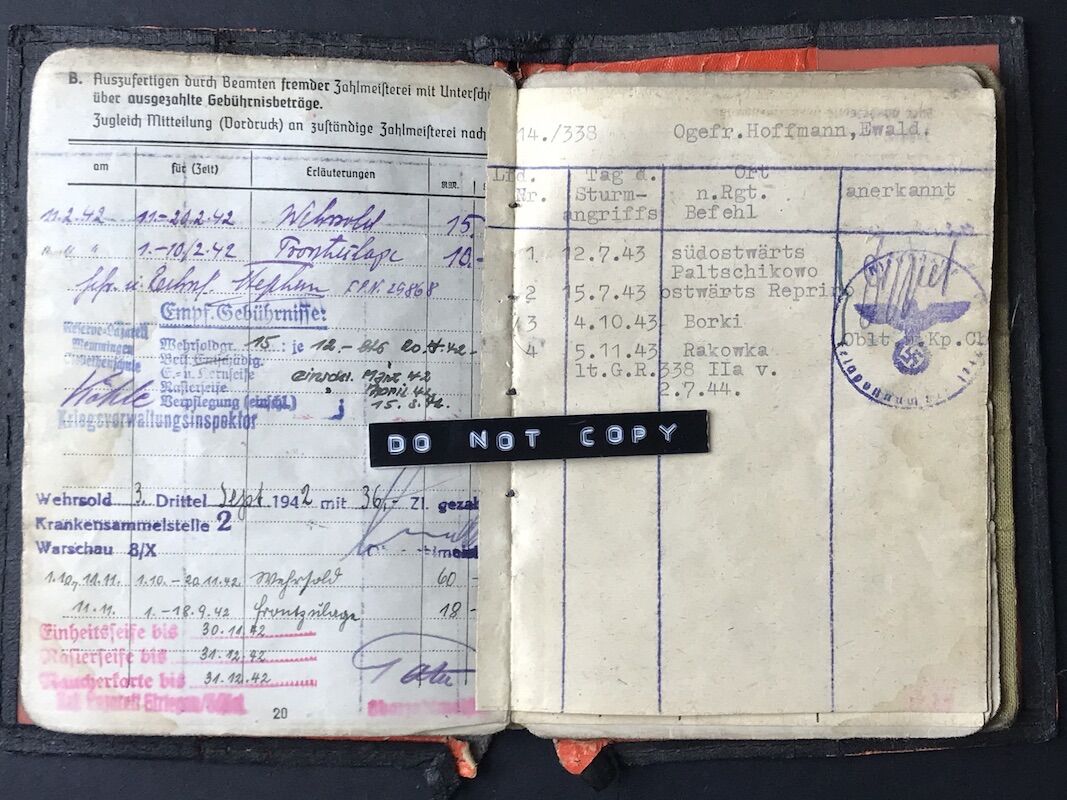 Soldbuch - Unteroffizier Ewald Hoffmann - Grenadier Regiment 338 (208 Inf Div) - Close Combat Days - Combat Report (Hold) - Image 12