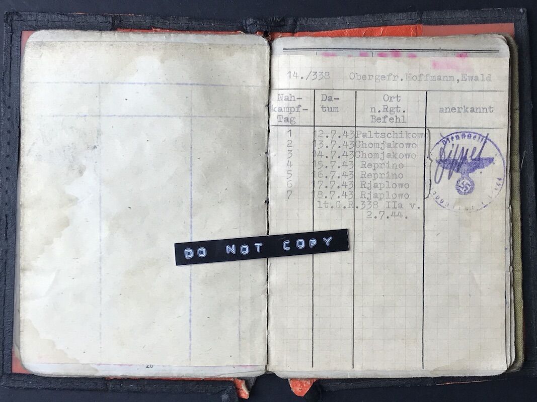 Soldbuch - Unteroffizier Ewald Hoffmann - Grenadier Regiment 338 (208 Inf Div) - Close Combat Days - Combat Report (Hold) - Image 13