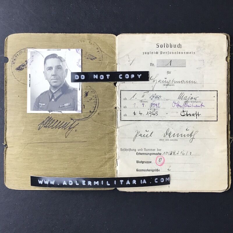 Soldbuch - Oberst Paul Demuth - Regimental Commander - EK1 - Order of the Romanian Star (Only 300!) - Russia & Norway (HOLD)